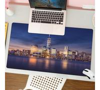 QRFASFZO Tappetino per mouse tappetino da ufficio multifunzione e antiscivolo,per migliorare la precisione e la velocità,Città, paesaggio notturno di New York, i grattacieli brillano verso i,80x30 cm