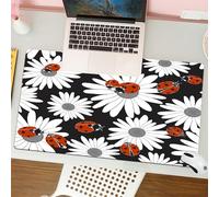 QRFASFZO Tappetino per mouse tappetino da ufficio multifunzione e antiscivolo,per migliorare la precisione e la velocità,Motivo senza soluzione di continuità con fiori di camomilla e coccine,80x30 cm