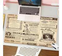 QRFASFZO Tappetino per mouse tappetino da ufficio multifunzione e antiscivolo,per migliorare la precisione e la velocità,Parigi, giornale storico d'epoca, arte della scrittura su carta franc,80x30 cm