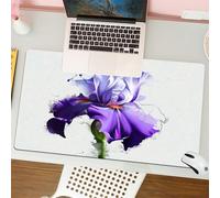 QRFASFZO Tappetino per mouse tappetino da ufficio multifunzione e antiscivolo,per migliorare la precisione e la velocità,Illustrazione ad acquerello di un primo piano di iris viola su sfondo,80x30 cm