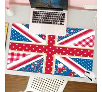 QRFASFZO Tappetino per mouse tappetino da ufficio multifunzione e antiscivolo,per migliorare la precisione e la velocità,Patchwork Alliance Jack, fiori, pois e quadrati e altri vari motivi,80x30 cm
