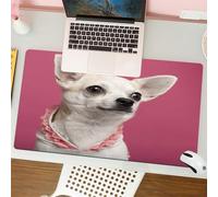QRFASFZO Tappetino per mouse tappetino da ufficio multifunzione e antiscivolo,per migliorare la precisione e la velocità,Animale, primo piano di un chihuahua che indossa una maglietta rosa c,80x30 cm
