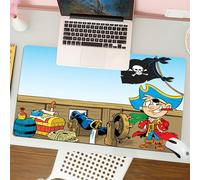 QRFASFZO Tappetino per mouse tappetino da ufficio multifunzione e antiscivolo,per migliorare la precisione e la velocità,Pirata, divertente ragazzo pirata sul ponte della nave, viaggio in un,80x30 cm