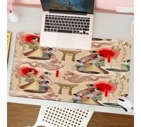 QRFASFZO Tappetino per mouse tappetino da ufficio multifunzione e antiscivolo,per migliorare la precisione e la velocità,Il design culturale giapponese, i complessi motivi ripetitivi mostran,80x30 cm
