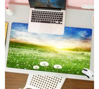 QRFASFZO Tappetino per mouse tappetino da ufficio multifunzione e antiscivolo,per migliorare la precisione e la velocità,Prato pieno all'alba, Denti di leone e cielo meraviglioso, Denti di l,80x30 cm