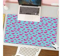 QRFASFZO Tappetino per mouse tappetino da ufficio multifunzione e antiscivolo,per migliorare la precisione e la velocità,Arte, ripeti il disegno dell'amore rosa su uno sfondo a pois blu per,80x30 cm