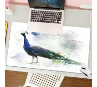 QRFASFZO Tappetino per mouse tappetino da ufficio multifunzione e antiscivolo,per migliorare la precisione e la velocità,Animali, pittura digitale ad acquerello di pavone, decorazione di ucc,80x30 cm