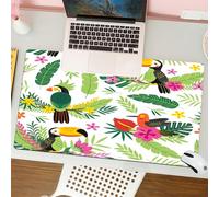 QRFASFZO Tappetino per mouse tappetino da ufficio multifunzione e antiscivolo,per migliorare la precisione e la velocità,Pappagallo, giungla tropicale dell'isola con flora e fauna uccello tu,80x30 cm