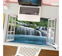 QRFASFZO Tappetino per mouse tappetino da ufficio multifunzione e antiscivolo,per migliorare la precisione e la velocità,Paesaggio maestoso con cascata attraverso una finestra, paradiso segr,80x30 cm