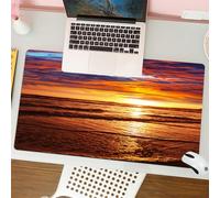 QRFASFZO Tappetino per mouse tappetino da ufficio multifunzione e antiscivolo,per migliorare la precisione e la velocità,Immagine spettacolare del tramonto hawaiano sulla spiaggia, riflessi,80x30 cm
