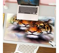 QRFASFZO Tappetino per mouse tappetino da ufficio multifunzione e antiscivolo,per migliorare la precisione e la velocità,Tigre maestosa con splendidi doppi ritratti, tigre nell'arte, tigre f,80x30 cm