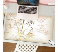 QRFASFZO Tappetino per mouse tappetino da ufficio multifunzione e antiscivolo,per migliorare la precisione e la velocità,Decorazione in bambù vintage, illustrazione floreale con foglie di ba,80x30 cm