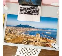 QRFASFZO Tappetino per mouse tappetino da ufficio multifunzione e antiscivolo,per migliorare la precisione e la velocità,L'affascinante paesaggio di Napoli, gli edifici storici e il porto tr,80x30 cm