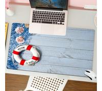 QRFASFZO Tappetino per mouse tappetino da ufficio multifunzione e antiscivolo,per migliorare la precisione e la velocità,Benvenuto nautico, strumenti di salvataggio su assi di legno stagiona,80x30 cm