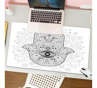 QRFASFZO Tappetino per mouse tappetino da ufficio multifunzione e antiscivolo,per migliorare la precisione e la velocità,Hamsa, Protezione Divina Magico portafortuna su uno sfondo floreale p,80x30 cm