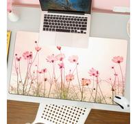 QRFASFZO Tappetino per mouse tappetino da ufficio multifunzione e antiscivolo,per migliorare la precisione e la velocità,Arte floreale, una serie di squisiti fiori rosa che navigano verso il,80x30 cm