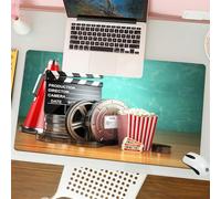 QRFASFZO Tappetino per mouse tappetino da ufficio multifunzione e antiscivolo,per migliorare la precisione e la velocità,Cinema, Tema di produzione Film 3D Bobine Ciak Biglietti Popcorn e Me,80x30 cm