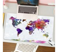 QRFASFZO Tappetino per mouse tappetino da ufficio multifunzione e antiscivolo,per migliorare la precisione e la velocità,Mappa del mondo dell'Asia e dell'Europa disegnata a mano, colorata e,80x30 cm