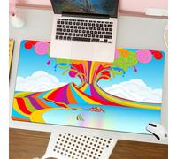 QRFASFZO Tappetino per mouse tappetino da ufficio multifunzione e antiscivolo,per migliorare la precisione e la velocità,Vulcano, Skyline di Napoli e Vesuvio nell'eruzione dell'arcobaleno,80x30 cm