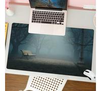 QRFASFZO Tappetino per mouse tappetino da ufficio multifunzione e antiscivolo,per migliorare la precisione e la velocità,Panchina nel parco in una notte oscura e misteriosa, tema horror dell,80x30 cm