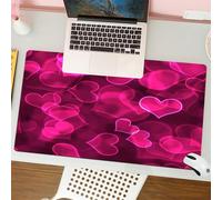 QRFASFZO Tappetino per mouse tappetino da ufficio multifunzione e antiscivolo,per migliorare la precisione e la velocità, Rosa acceso, graziose forme a cuore,80x30 cm