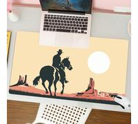 QRFASFZO Tappetino per mouse tappetino da ufficio multifunzione e antiscivolo,per migliorare la precisione e la velocità,Illustrazione orizzontale di una prateria con l'eroe del selvaggio We,80x30 cm