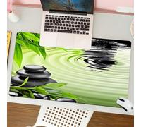 QRFASFZO Tappetino per mouse tappetino da ufficio multifunzione e antiscivolo,per migliorare la precisione e la velocità,pietre di basalto zen e bambù,80x30 cm