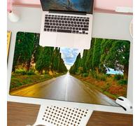 QRFASFZO Tappetino per mouse tappetino da ufficio multifunzione e antiscivolo,per migliorare la precisione e la velocità,Decorazioni toscane, ampio viale alberato nel vecchio villaggio europ,80x30 cm