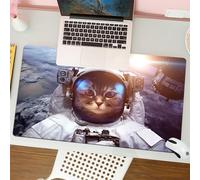 QRFASFZO Tappetino per mouse tappetino da ufficio multifunzione e antiscivolo,per migliorare la precisione e la velocità,Gatto nello spazio, la Terra sullo sfondo, gattino che indossa una tu,80x30 cm