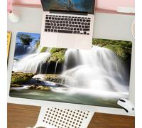QRFASFZO Tappetino per mouse tappetino da ufficio multifunzione e antiscivolo,per migliorare la precisione e la velocità,Cascata, maestosa cascata che scorre sulle rocce della scogliera in u,80x30 cm