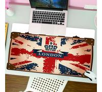 QRFASFZO Tappetino per mouse tappetino da ufficio multifunzione e antiscivolo,per migliorare la precisione e la velocità,Union Jack, valigia da viaggio vintage con bandiera nnica, nastro di,80x30 cm