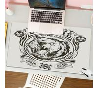 QRFASFZO Tappetino per mouse tappetino da ufficio multifunzione e antiscivolo,per migliorare la precisione e la velocità,Segnale di avvertimento, orso feroce della città, con catena e segnal,80x30 cm