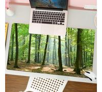 QRFASFZO Tappetino per mouse tappetino da ufficio multifunzione e antiscivolo,per migliorare la precisione e la velocità,Foresta, il sole mattutino splende nella foresta primaverile naturale,80x30 cm