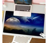 QRFASFZO Tappetino per mouse tappetino da ufficio multifunzione e antiscivolo,per migliorare la precisione e la velocità,Sorgere della luna piena e stella cometa nel cielo stellato scuro,80x30 cm