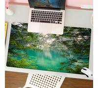 QRFASFZO Tappetino per mouse tappetino da ufficio multifunzione e antiscivolo,per migliorare la precisione e la velocità,Paesaggio, lago di montagna Lago di Braies in Italia Vista sulle mont,80x30 cm