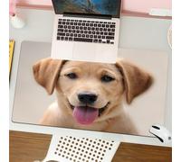 QRFASFZO Tappetino per mouse tappetino da ufficio multifunzione e antiscivolo,per migliorare la precisione e la velocità,Animale, un cucciolo di labrador dorato in primo piano con grandi occ,80x30 cm