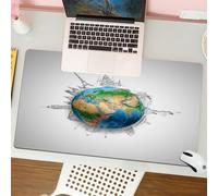 QRFASFZO Tappetino per mouse tappetino da ufficio multifunzione e antiscivolo,per migliorare la precisione e la velocità,Terra, Pianeta Terra Globo Continenti realistici Geografia Tema Matit,80x30 cm