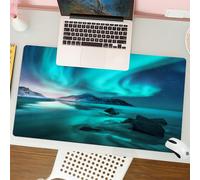 QRFASFZO Tappetino per mouse tappetino da ufficio multifunzione e antiscivolo,per migliorare la precisione e la velocità,Aurora boreale. Aurora boreale nelle isole Lofoten, Norvegia. Cielo c,80x30 cm