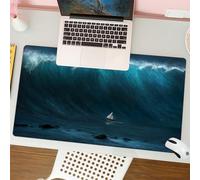 QRFASFZO Tappetino per mouse tappetino da ufficio multifunzione e antiscivolo,per migliorare la precisione e la velocità,Oceano, piccola imbarcazione catturata da una grande onda in tempesta,80x30 cm