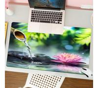 QRFASFZO Tappetino per mouse tappetino da ufficio multifunzione e antiscivolo,per migliorare la precisione e la velocità,giardino zen con pietre nere e ninfee rosa,80x30 cm