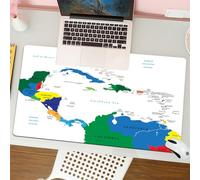 QRFASFZO Tappetino per mouse tappetino da ufficio multifunzione e antiscivolo,per migliorare la precisione e la velocità,Mappa, America Centrale e Isole dei Caraibi Mappa Paesi Città Nomi Re,80x30 cm