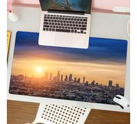 QRFASFZO Tappetino per mouse tappetino da ufficio multifunzione e antiscivolo,per migliorare la precisione e la velocità,Città, alba a Los Angeles Architettura urbana Paesaggio tranquillo Ci,80x30 cm