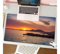 QRFASFZO Tappetino per mouse tappetino da ufficio multifunzione e antiscivolo,per migliorare la precisione e la velocità,Splendido tramonto sul porto turistico della città di Neapoli nel Pel,80x30 cm