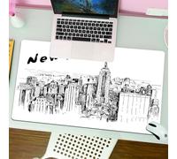 QRFASFZO Tappetino per mouse tappetino da ufficio multifunzione e antiscivolo,per migliorare la precisione e la velocità,New York, paesaggi urbani vintage disegnati a mano con grattacieli,80x30 cm