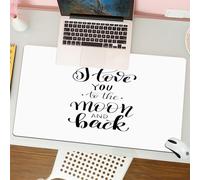 QRFASFZO Tappetino per mouse tappetino da ufficio multifunzione e antiscivolo,per migliorare la precisione e la velocità,ti amo fino alla luna e ritorno, citazione scritta a mano in calligra,80x30 cm
