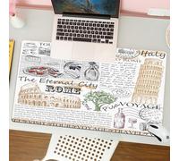 QRFASFZO Tappetino per mouse tappetino da ufficio multifunzione e antiscivolo,per migliorare la precisione e la velocità,Collage di viaggi italiani, punti di riferimento iconici, cibo ed ele,80x30 cm