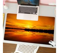 QRFASFZO Tappetino per mouse tappetino da ufficio multifunzione e antiscivolo,per migliorare la precisione e la velocità,Fotografia del tramonto sul lago, tramonto sul lago, riflesso nel cie,80x30 cm