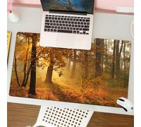 QRFASFZO Tappetino per mouse tappetino da ufficio multifunzione e antiscivolo,per migliorare la precisione e la velocità,Decorazioni autunnali, foresta autunnale nebbiosa con risorto,80x30 cm