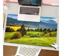 QRFASFZO Tappetino per mouse tappetino da ufficio multifunzione e antiscivolo,per migliorare la precisione e la velocità,Paesaggio, mattinata estiva sul lago di Bohinj a Nati,80x30 cm