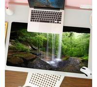 QRFASFZO Tappetino per mouse tappetino da ufficio multifunzione e antiscivolo,per migliorare la precisione e la velocità,Nazioni di grotte naturali, cascata silenziosa nella foresta in Habit,80x30 cm